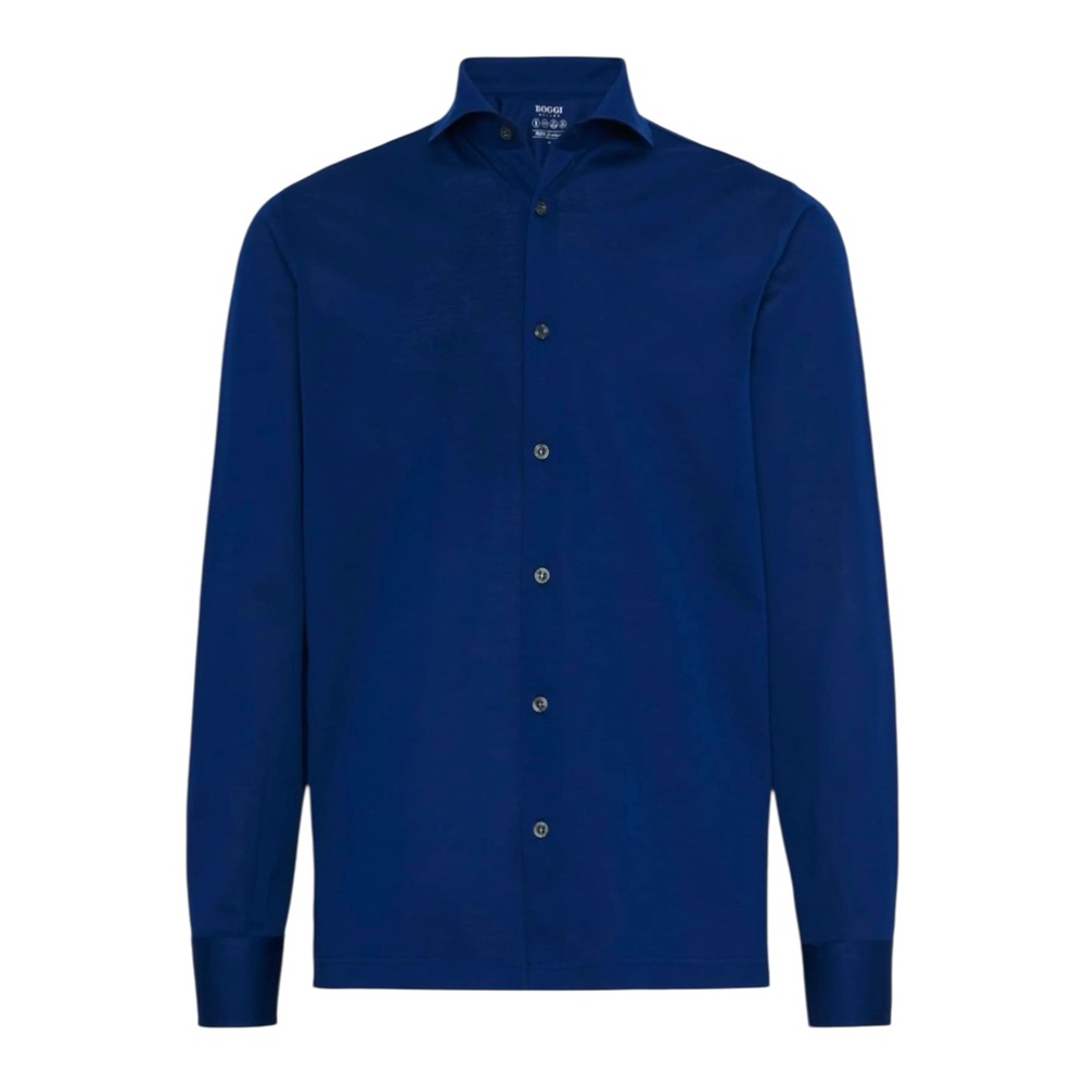 Boggi Milano Men’s Slim fit Navy Blue Cotton Button Up Dress Shirt Preppy Summer